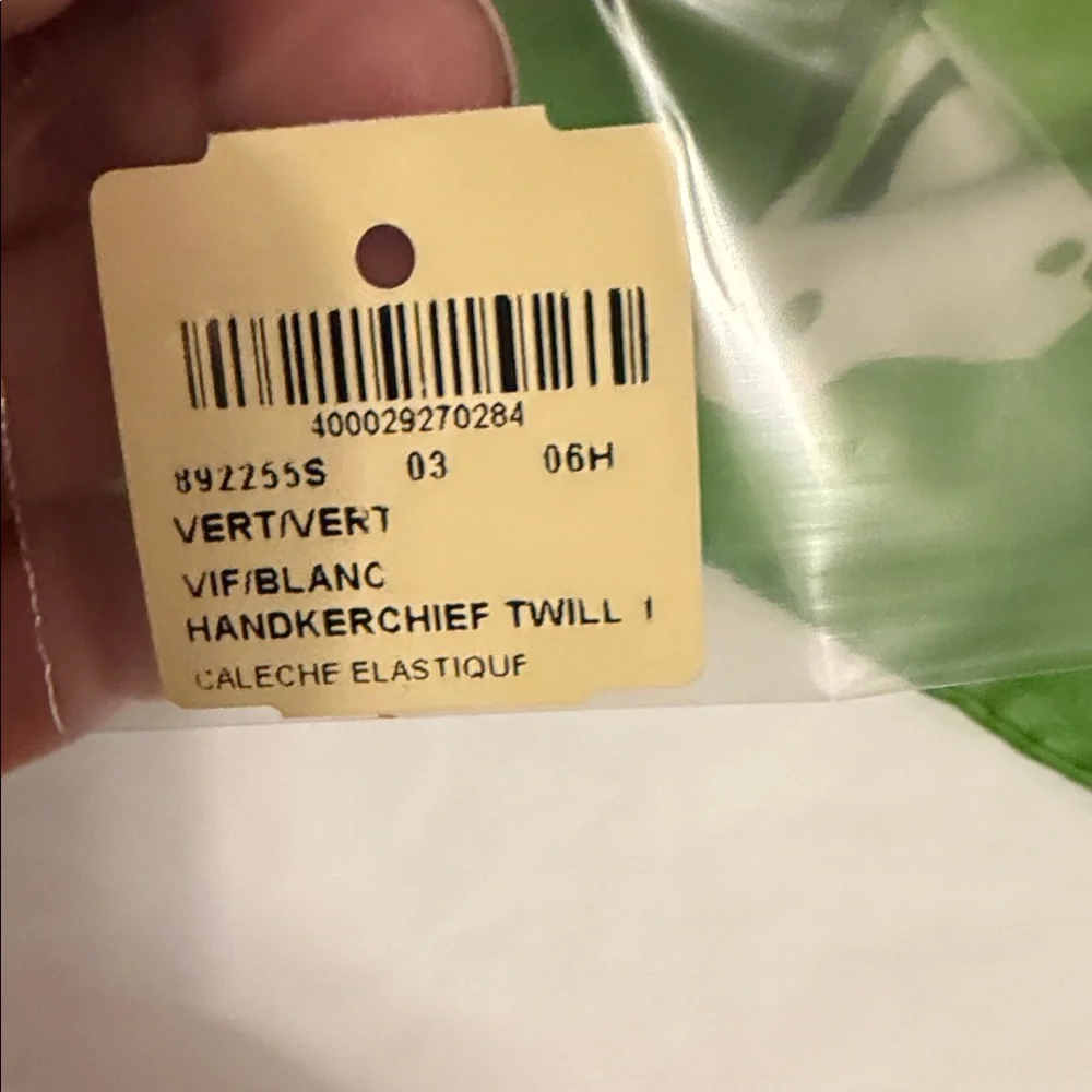 Hermes Green and White Silk Scarf Calèche élastique